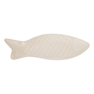Plat forme poisson Oceania 31x16cm grès blanc