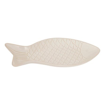 Plat forme poisson Oceania 31x16cm grès blanc