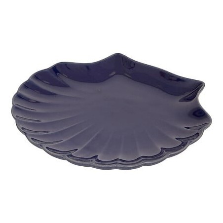 Assiette de présentation coquillage 25x23cm grès bleu
