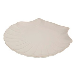 Assiette de présentation coquillage 25x23cm grès blanc