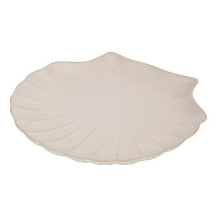 Assiette de présentation coquillage 25x23cm grès blanc