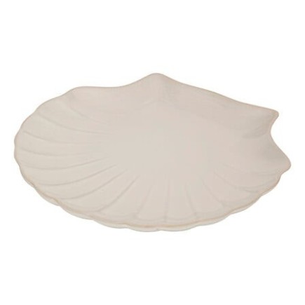 Assiette de présentation coquillage 25x23cm grès blanc