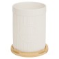 Pot céramique et 3 ustensiles bambou 17 cm blanc