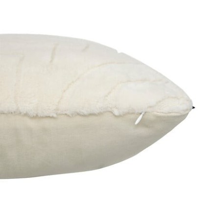 Coussin fourrure jacquard ivoire