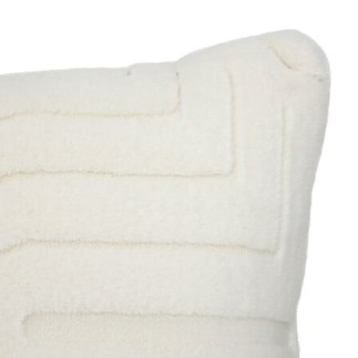 Coussin fourrure jacquard ivoire blanc tout doux pas cher