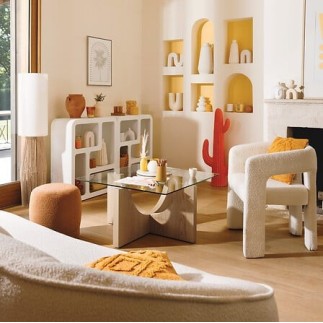 Fauteuil à dîner Amos bouclette blanc