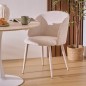 Chaise Céleste bouclette beige pieds métal beige