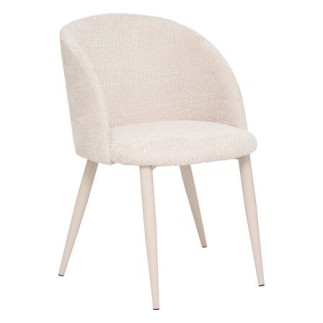 Chaise Céleste bouclette beige pieds métal beige