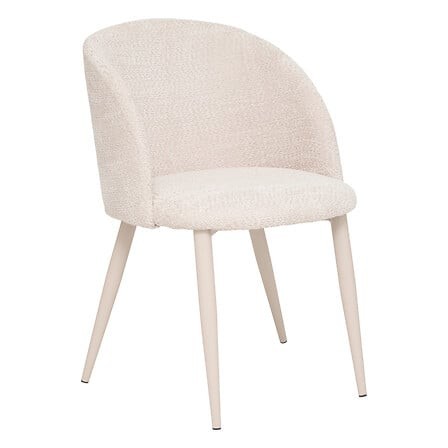 Chaise Céleste bouclette beige pieds métal beige