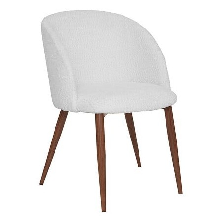 Chaise Céleste bouclette ivoire pieds métal effet noyer
