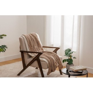 Plaid Lyno 130 x 170 cm flanelle et sherpa beige lin