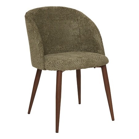 Chaise Céleste bouclette kaki pieds métal effet noyer