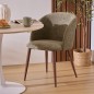 Chaise Céleste bouclette kaki pieds métal effet noyer