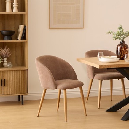 Chaise Céleste taupe pieds imitation hêtre