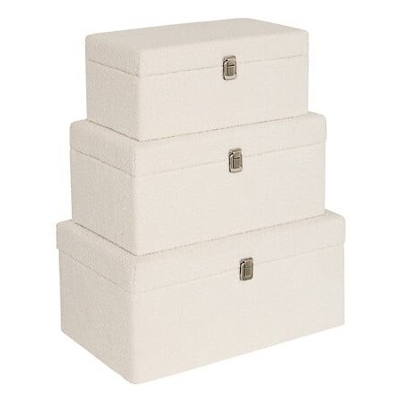 Malles Carlie x3 décor bouclette blanc