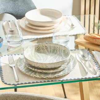 Assiette creuse Gina 22cm feuillage vert