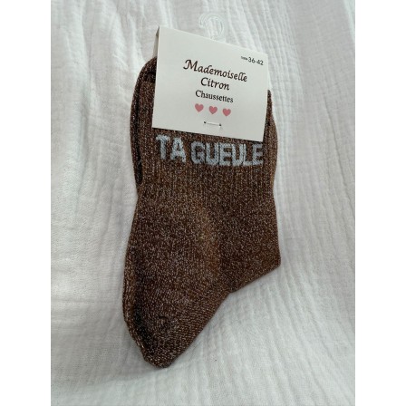 Chaussettes Paillettes Ta gueule chocolat