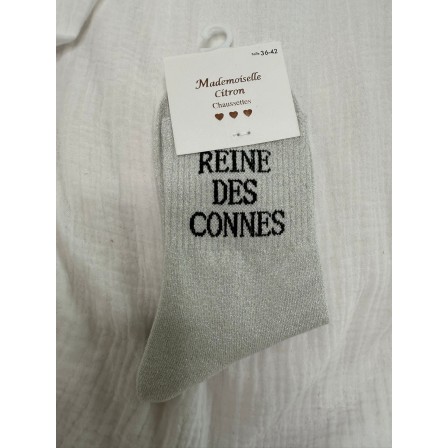 Chaussettes Paillettes Reine des connes gris clair