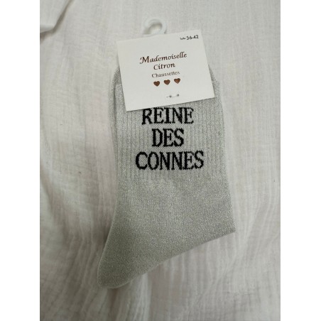 Chaussettes Paillettes Reine des connes gris clair
