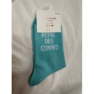 Chaussettes Paillettes Reine des connes turquoise