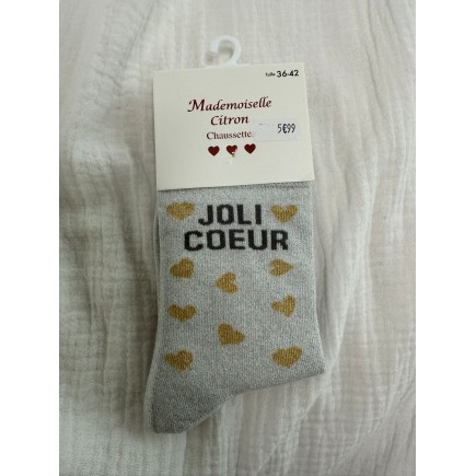 Chaussettes Paillettes Joli Coeur gris clair
