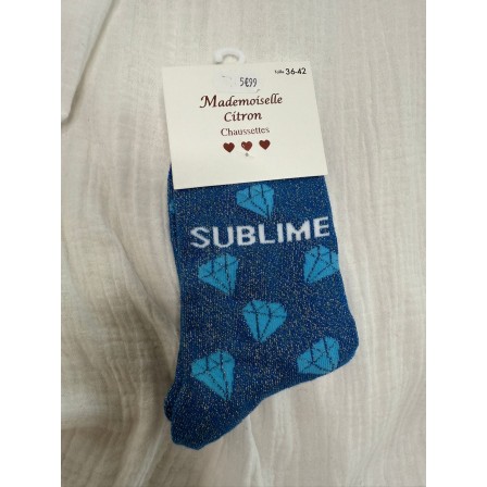 Chaussettes Paillettes Sublime bleu