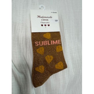 Chaussettes Paillettes Sublime camel