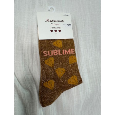 Chaussettes Paillettes Sublime camel