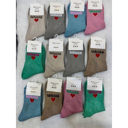 CHAUSSETTES PAILLETTES MAMAN COEUR