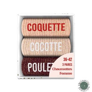 Coffret trio chaussettes paillettes cocotte