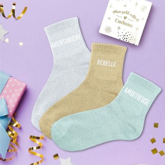 Coffret trio chaussettes paillettes aventuriere
