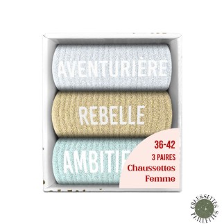 Coffret trio chaussettes paillettes aventuriere
