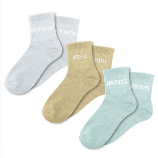 Coffret trio chaussettes paillettes aventuriere