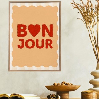 Toile tuftee bonjour