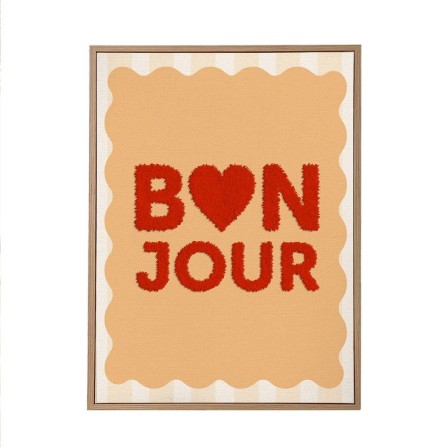 Toile tuftee bonjour Toile tuftee bonjour