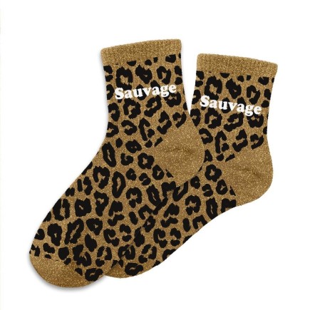 Chaussettes paillettes leopard sauvage