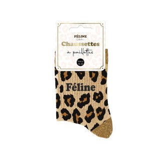 Chaussettes paillettes leopard feline