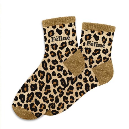 Chaussettes paillettes leopard feline