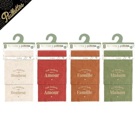 Set de 2 serviettes à paillettes brodés