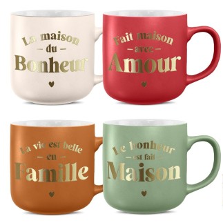 Mugs mat bonheur amour famille maison