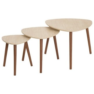 Lot de 3 tables café Mileo effet travertin