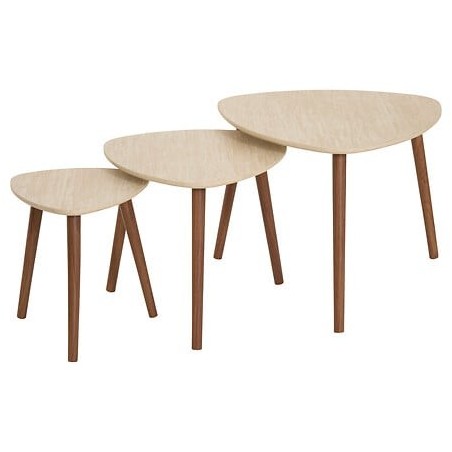 Lot de 3 tables café Mileo effet travertin
