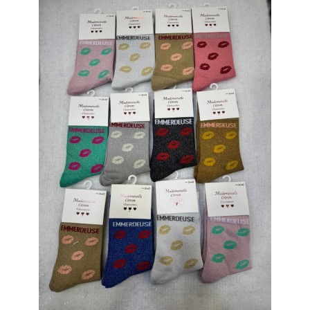 Chaussettes Paillettes Emmerdeuse bisous