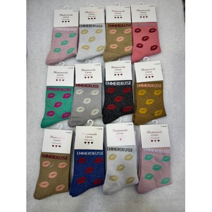 Chaussettes Paillettes Emmerdeuse bisous
