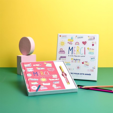 COFFRET CARNET A5 STYLO MERCI