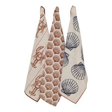 Lot de 3 torchons Océania 45x70cm slub