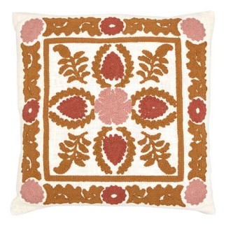 Coussin broderie Sienna 45x45cm terracotta