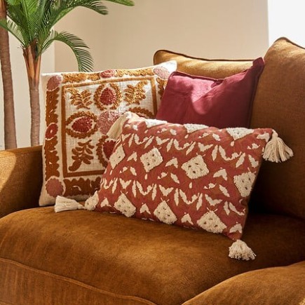Coussin broderie Sienna 45x45cm terracotta