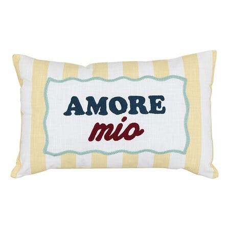 Coussin Della Pasta rayé jaune amore mio