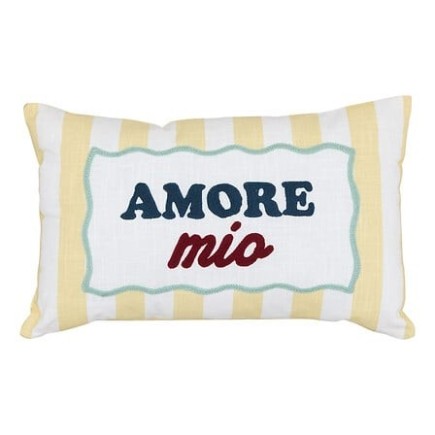 Coussin Della Pasta rayé jaune amore mio